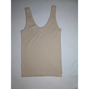 Soma Seamfree Turnaround Tank Medium Amber Reversible V-Neck Scoop Neck Neutral
